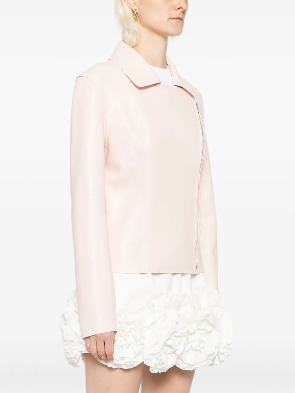 Norma Kamali Gang Waist Vegan Leather Jacket In Pink