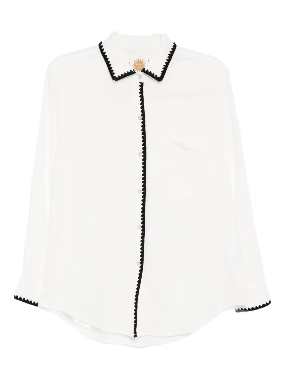 Rails Idania Embroidered Trim Organic Cotton Button-up Shirt In White
