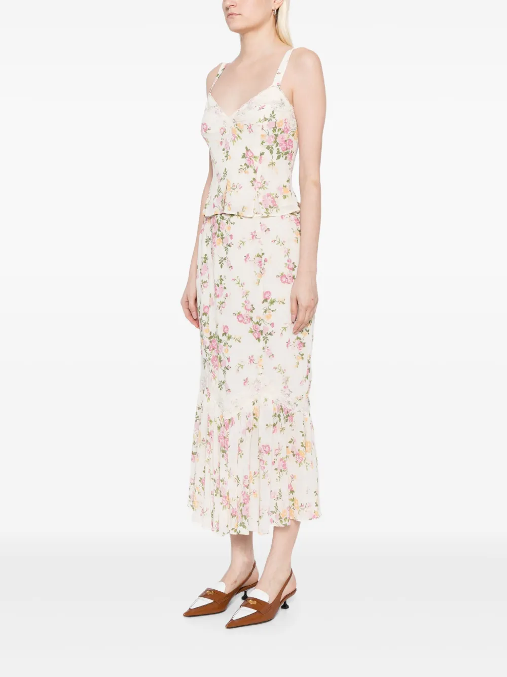 Reformation Sarita tweedelig pak Beige