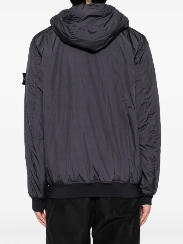 Stone Island Crinkled Hooded Jacket Blue FARFETCH JO