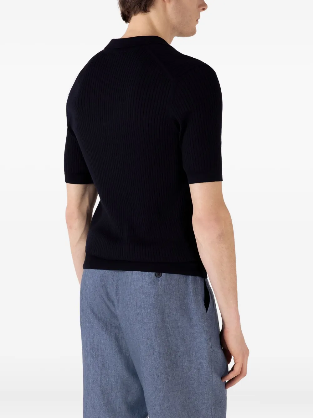 Sunspel Ribbed Short-sleeve T-shirt In Blue