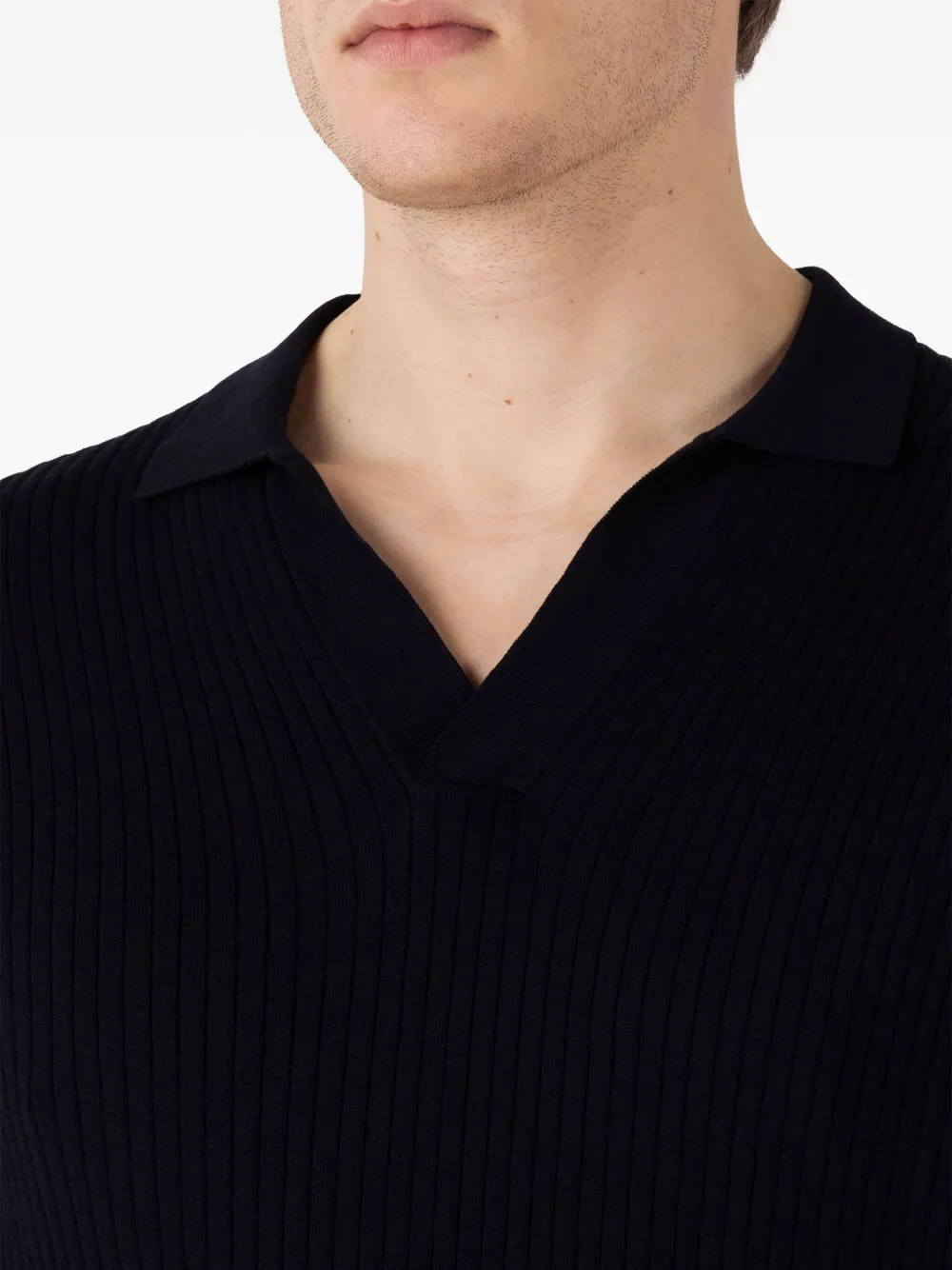 Sunspel Ribbed Short-sleeve T-shirt In Blue