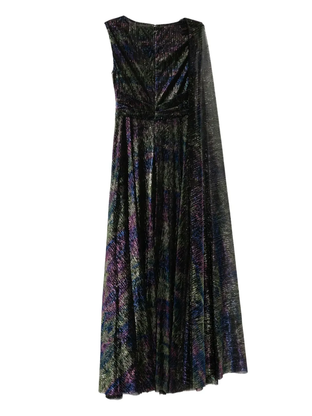 Talbot Runhof Metallic avondjurk met cape - Zwart