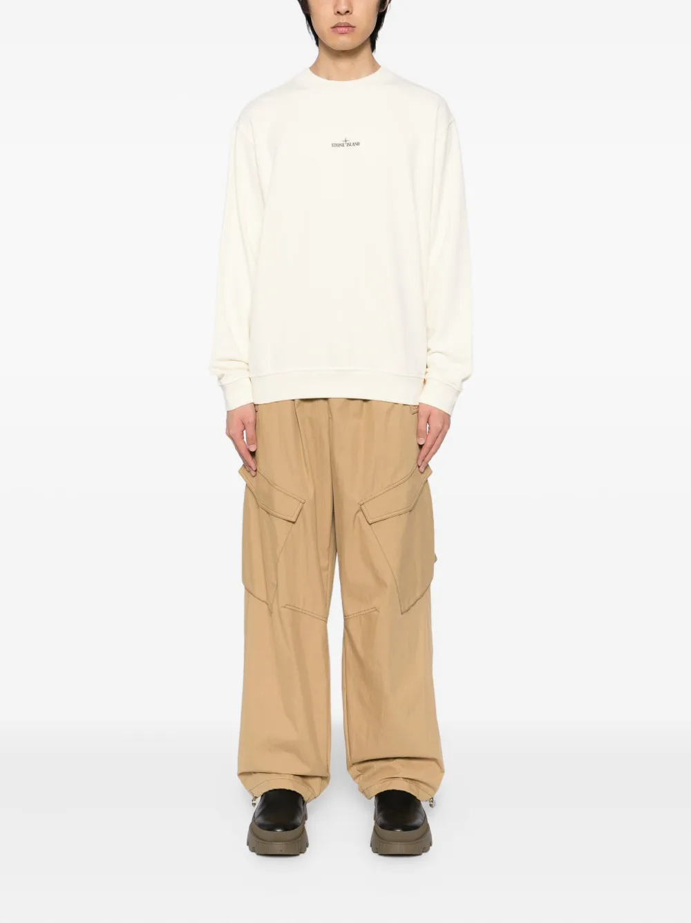 Stone Island Sweater met logoprint - Beige