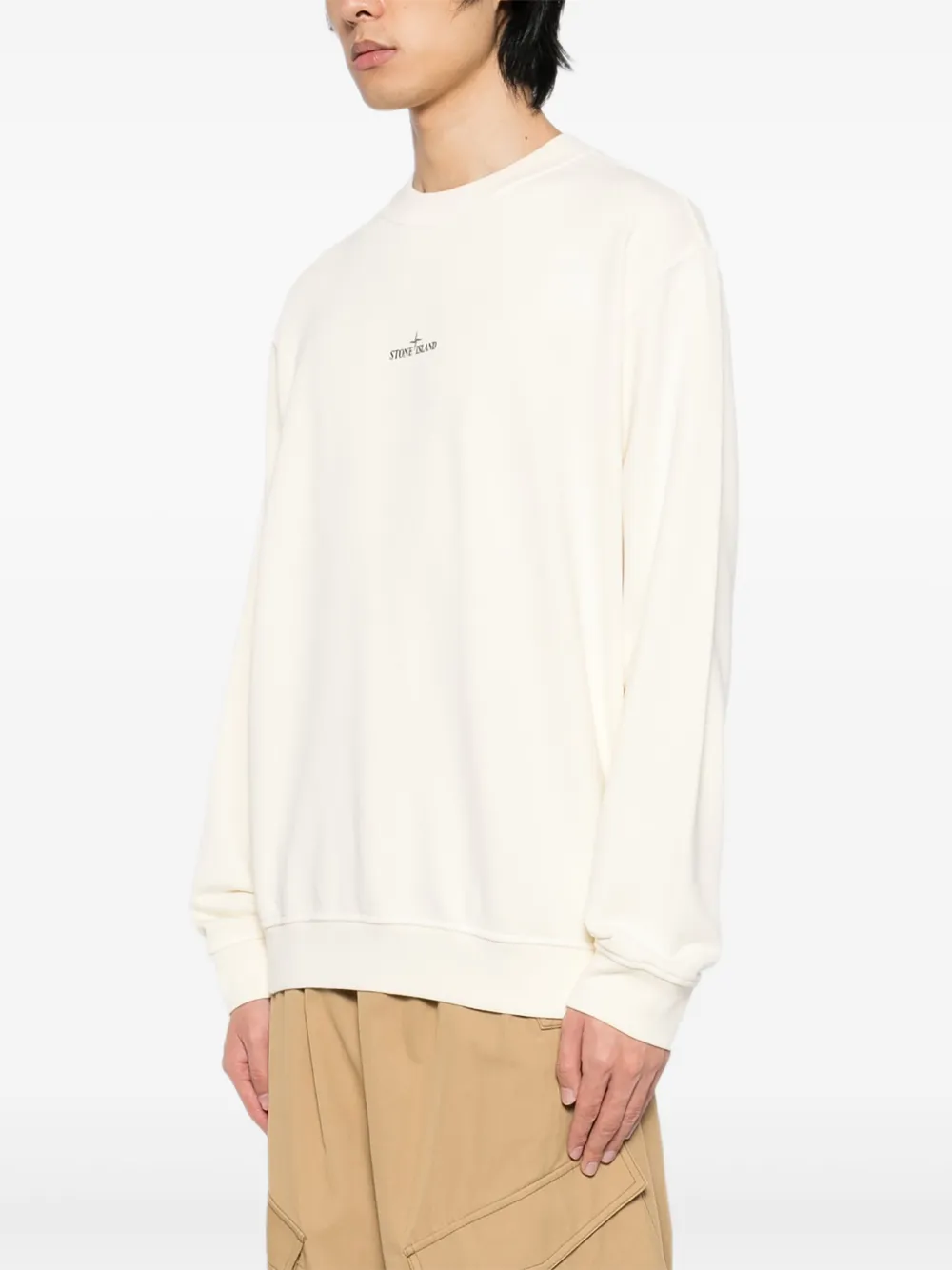 Stone Island Sweater met logoprint Beige