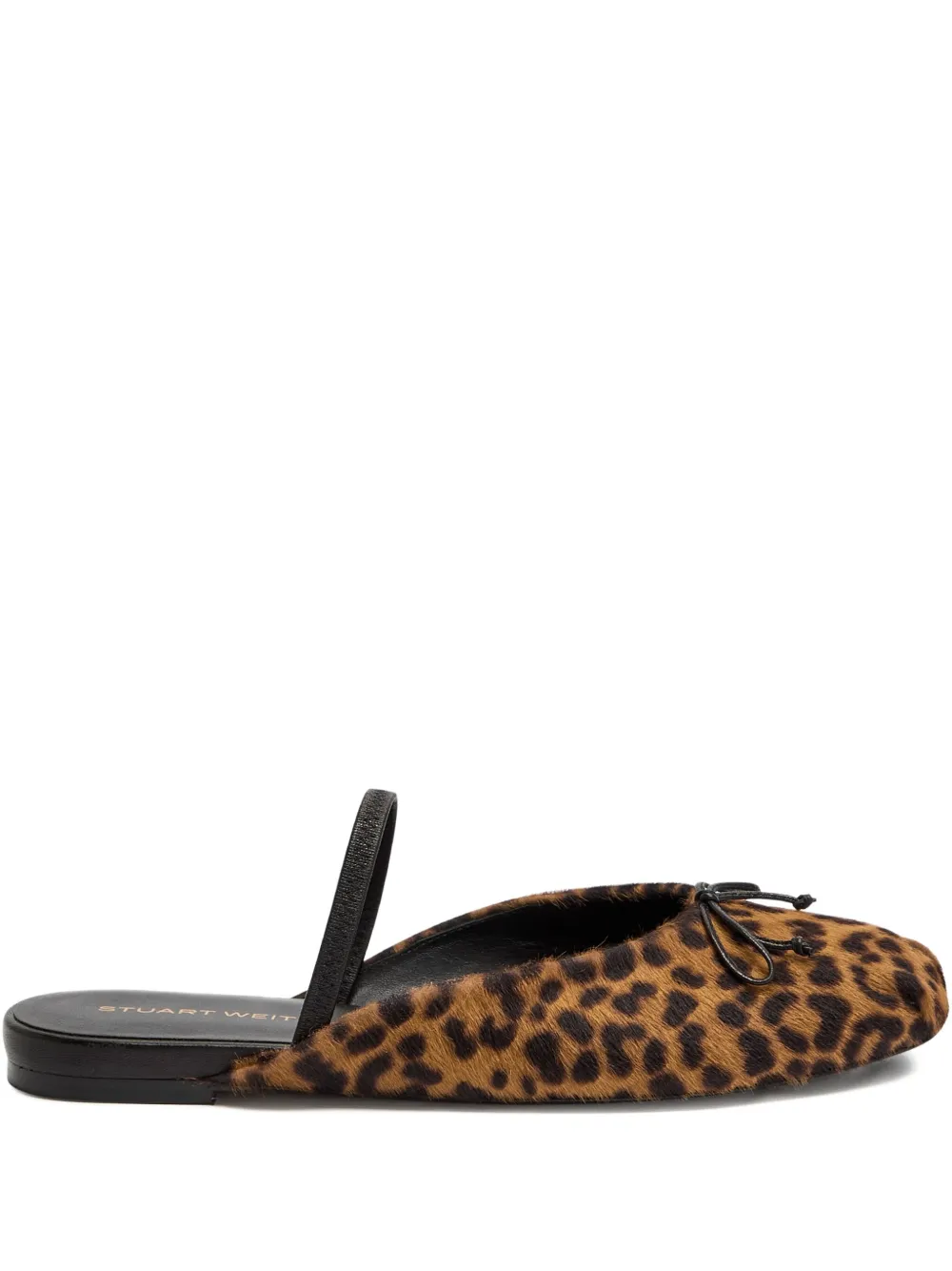 Stuart Weitzman bow-detail leopard-print mules Brown