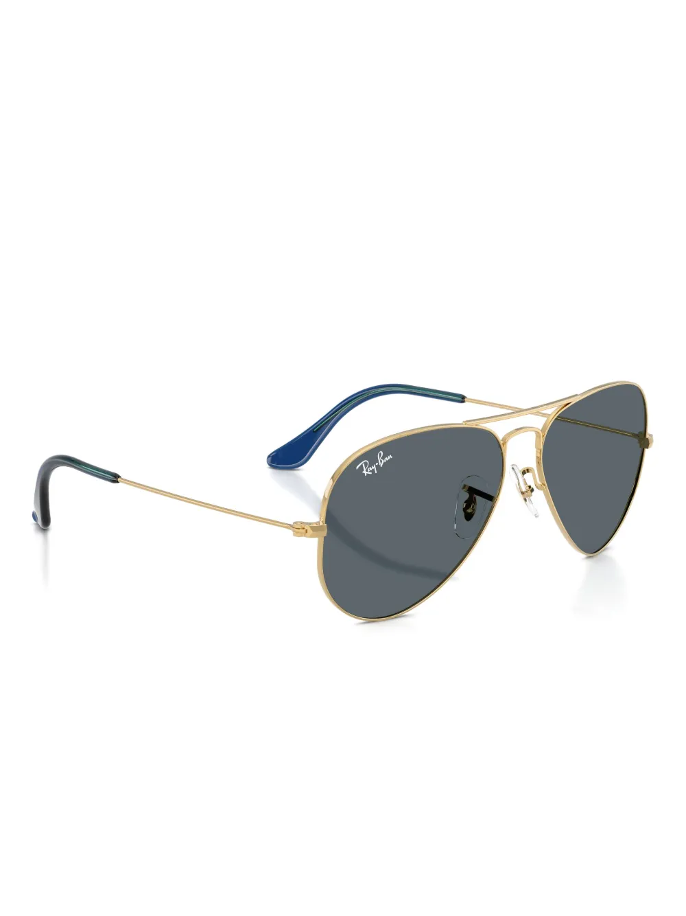 Ray Ban Aviator Metal Ii Sunglasses Gold Frame Blue Lenses Polarized 58-14 In Gold