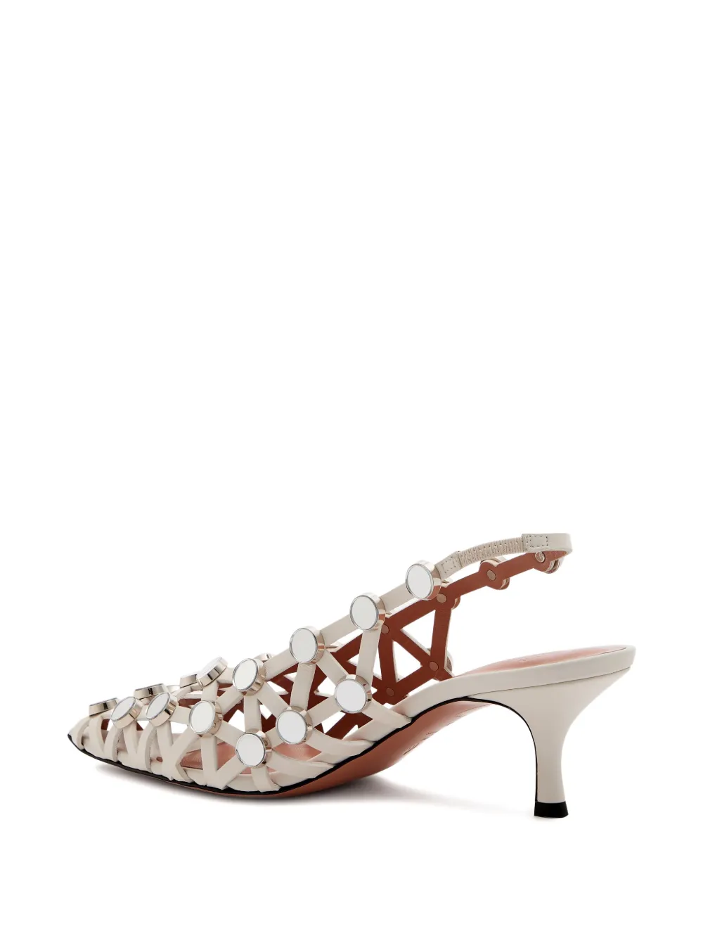 The Attico 50mm Grid slingback pumps White