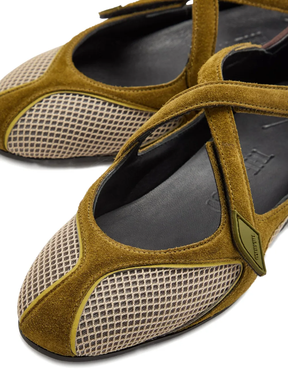 The Attico Floor 01 cross-strap ballet flats Green
