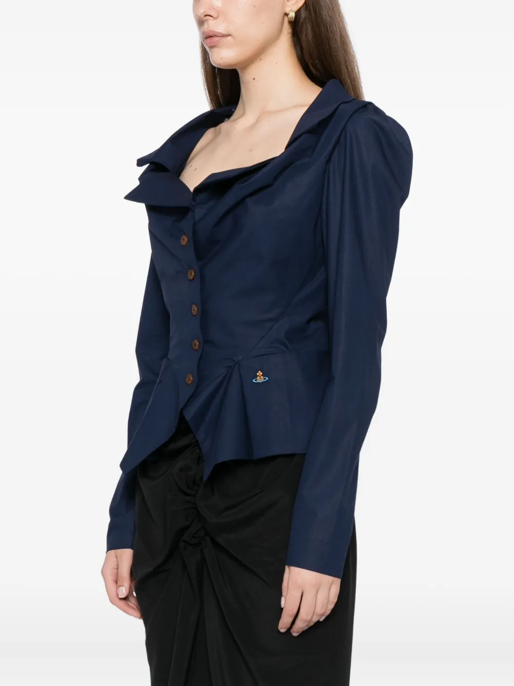 Vivienne Westwood Monday Ruffled Button-detailed Shirt In Blue