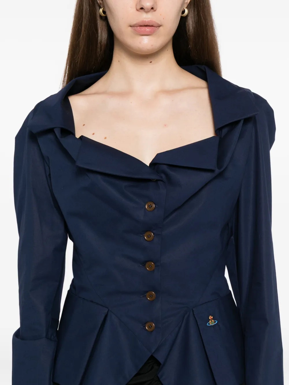 Vivienne Westwood Monday Ruffled Button-detailed Shirt In Blue