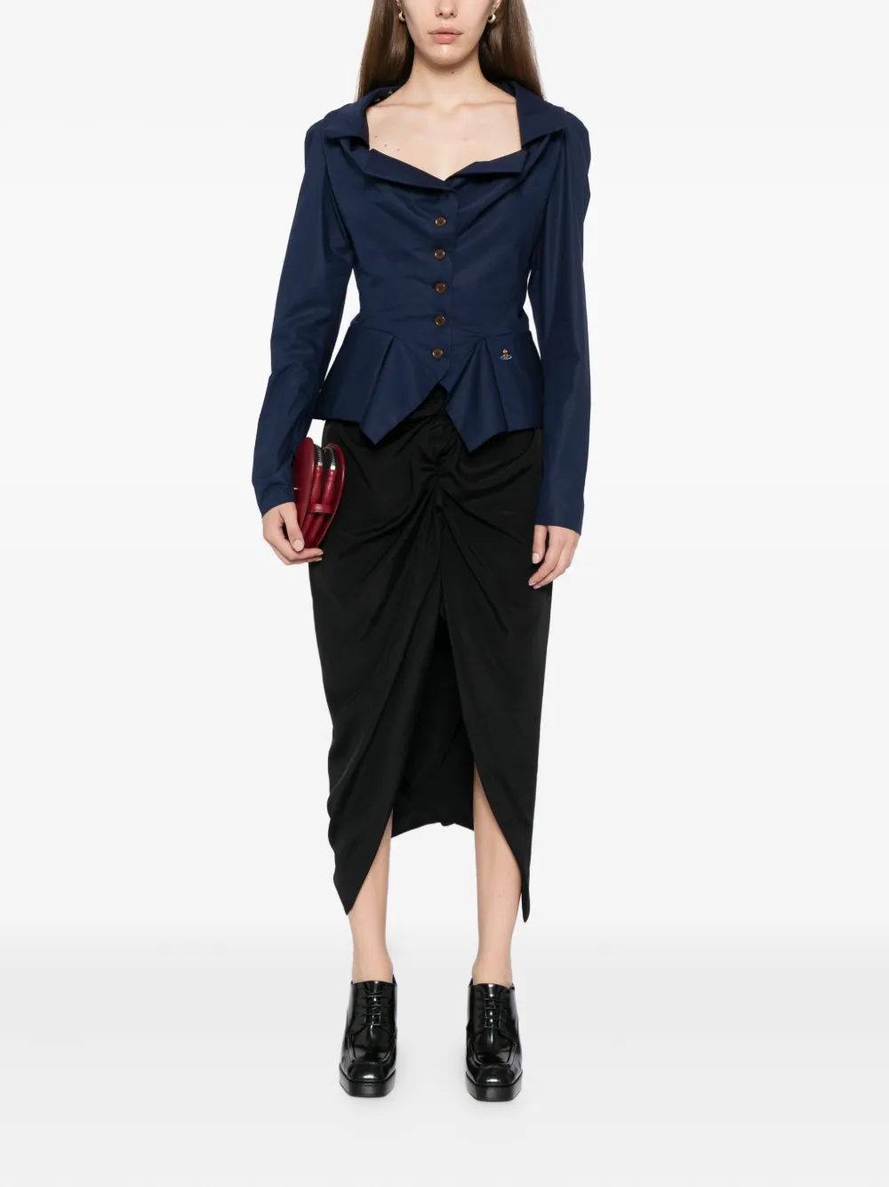Vivienne Westwood Monday Ruffled Button-detailed Shirt In Blue