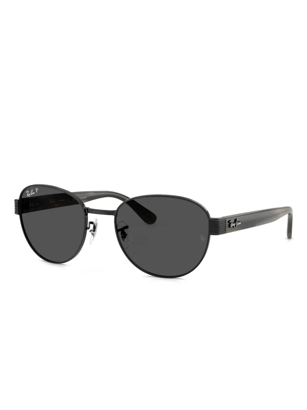 Ray Ban Chromance Round-frame Tinted Sunglasses In Black