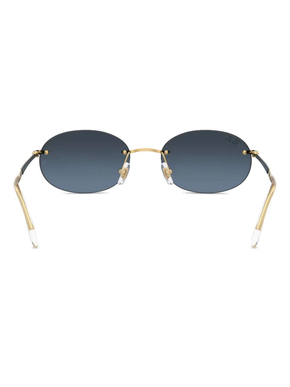 Ray Ban Oval-frame Rimless Sunglasses In Gold