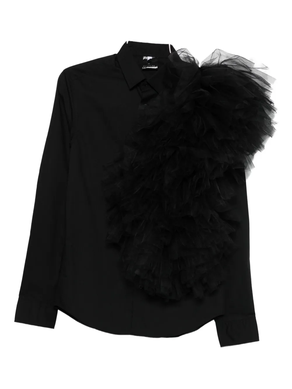 Alchemy Tulle-insert Ruffled Shirt In Black