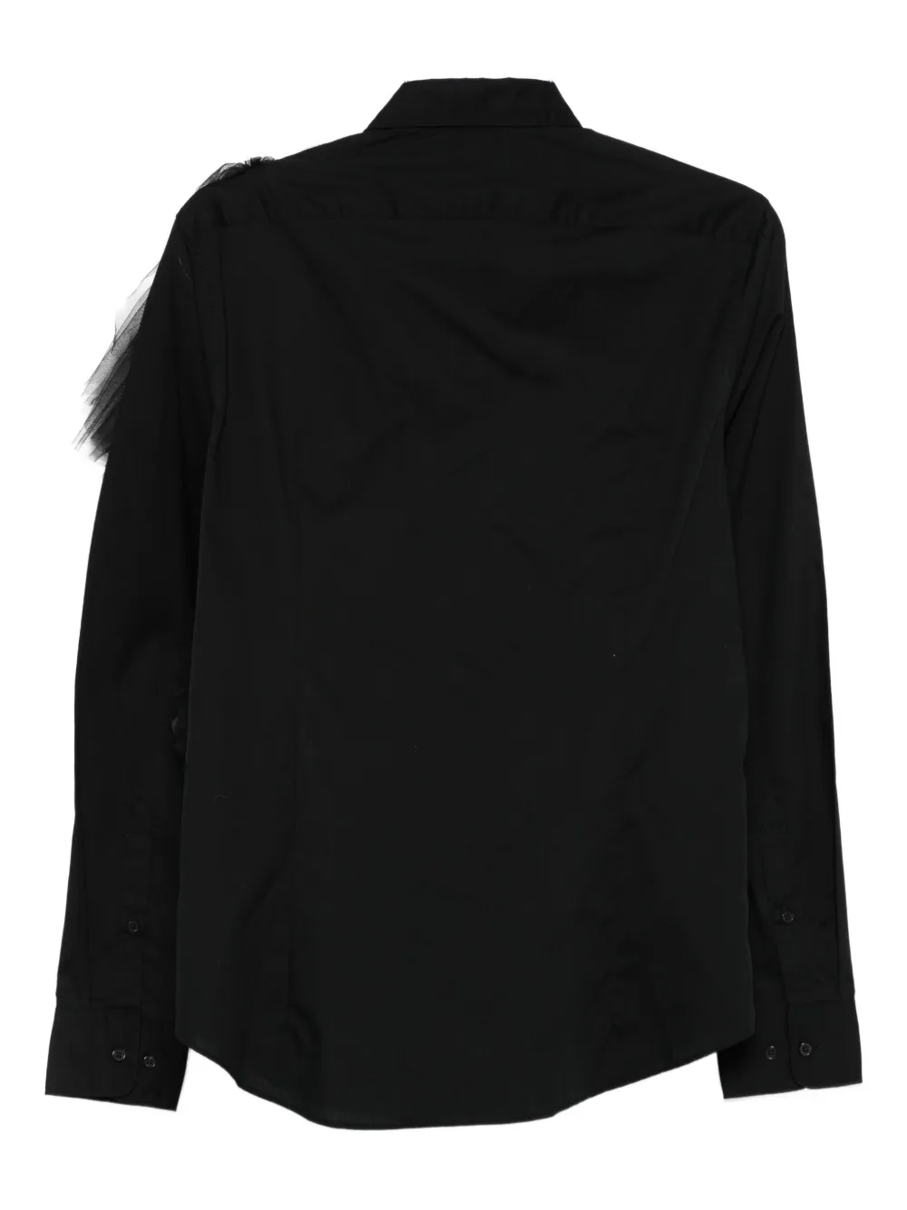 Alchemy Tulle-insert Ruffled Shirt In Black