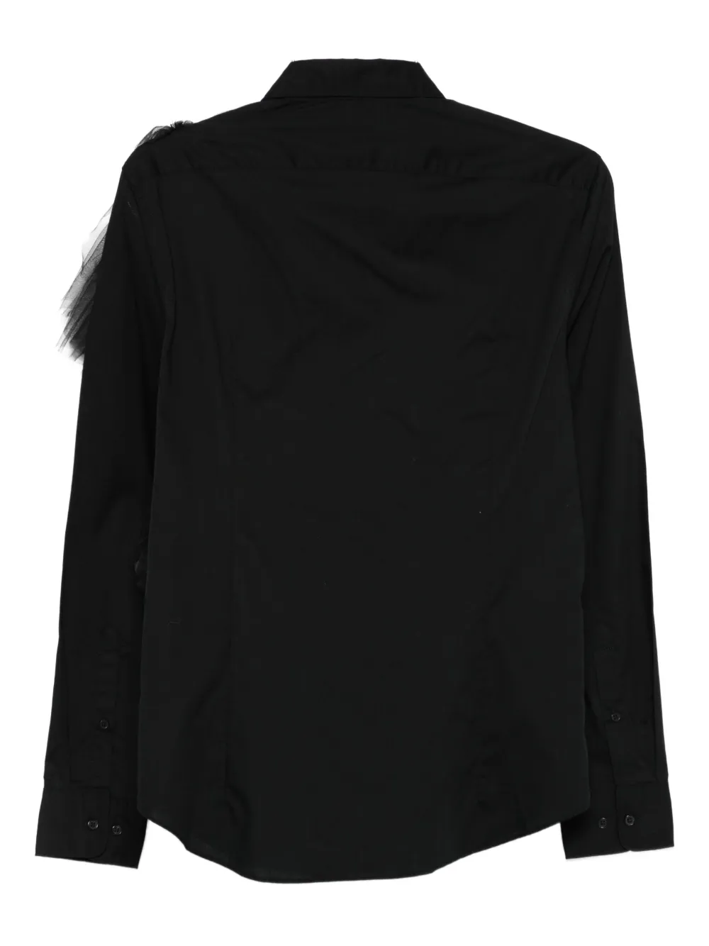 Alchemy tulle-insert ruffled shirt - Zwart