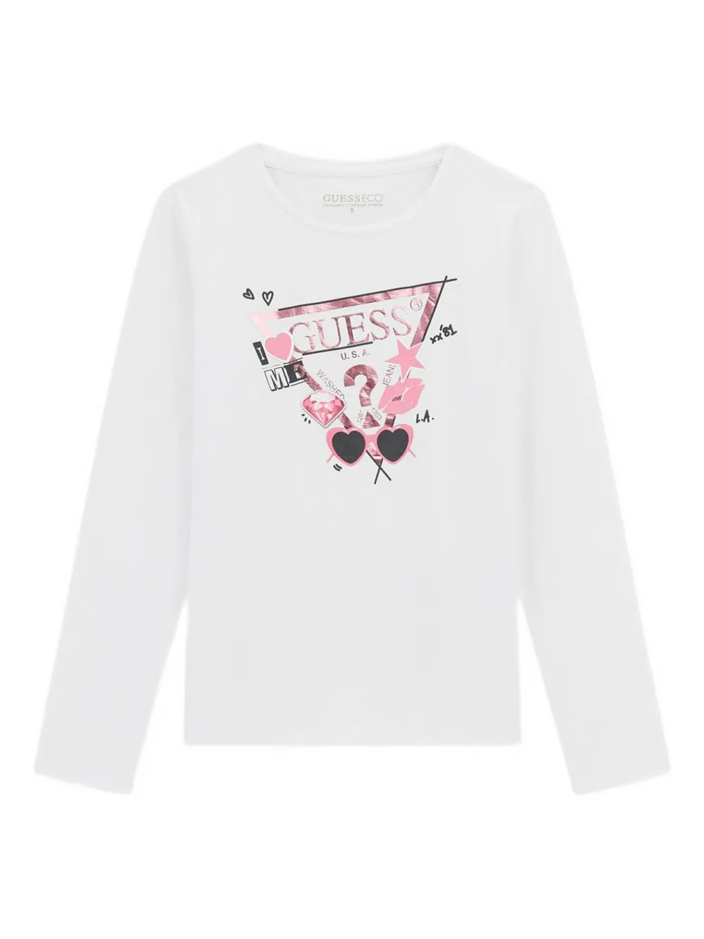 Guess kids logo-print long-sleeve top Wit