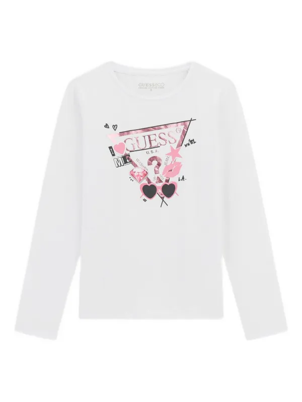 Guess Kids logo-print long-sleeve Top White FARFETCH ID