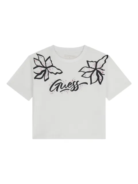 guess kids floral-embellished T-shirt