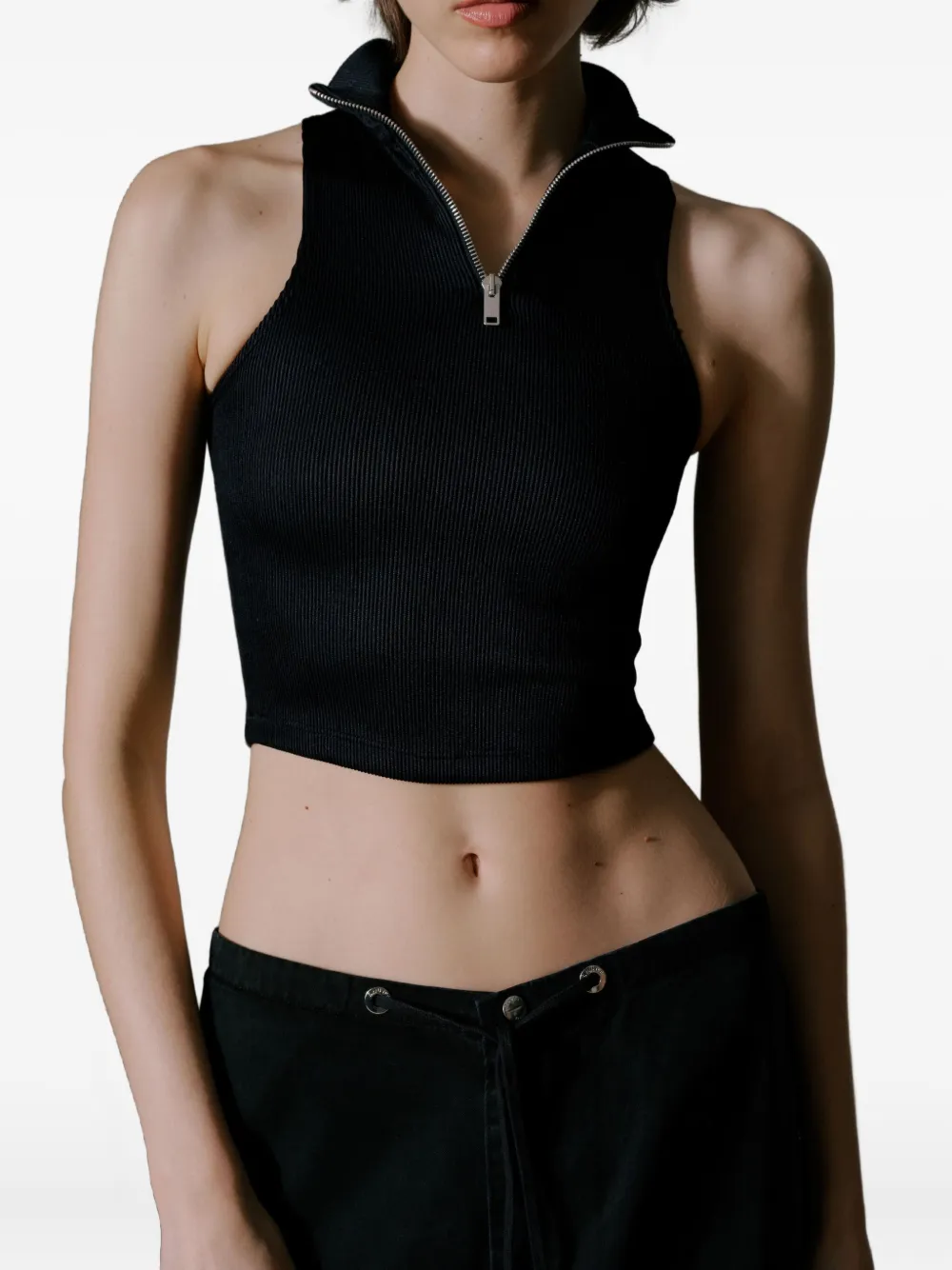 Rhude Ribbed Zip Turtleneck Knitwear In Black