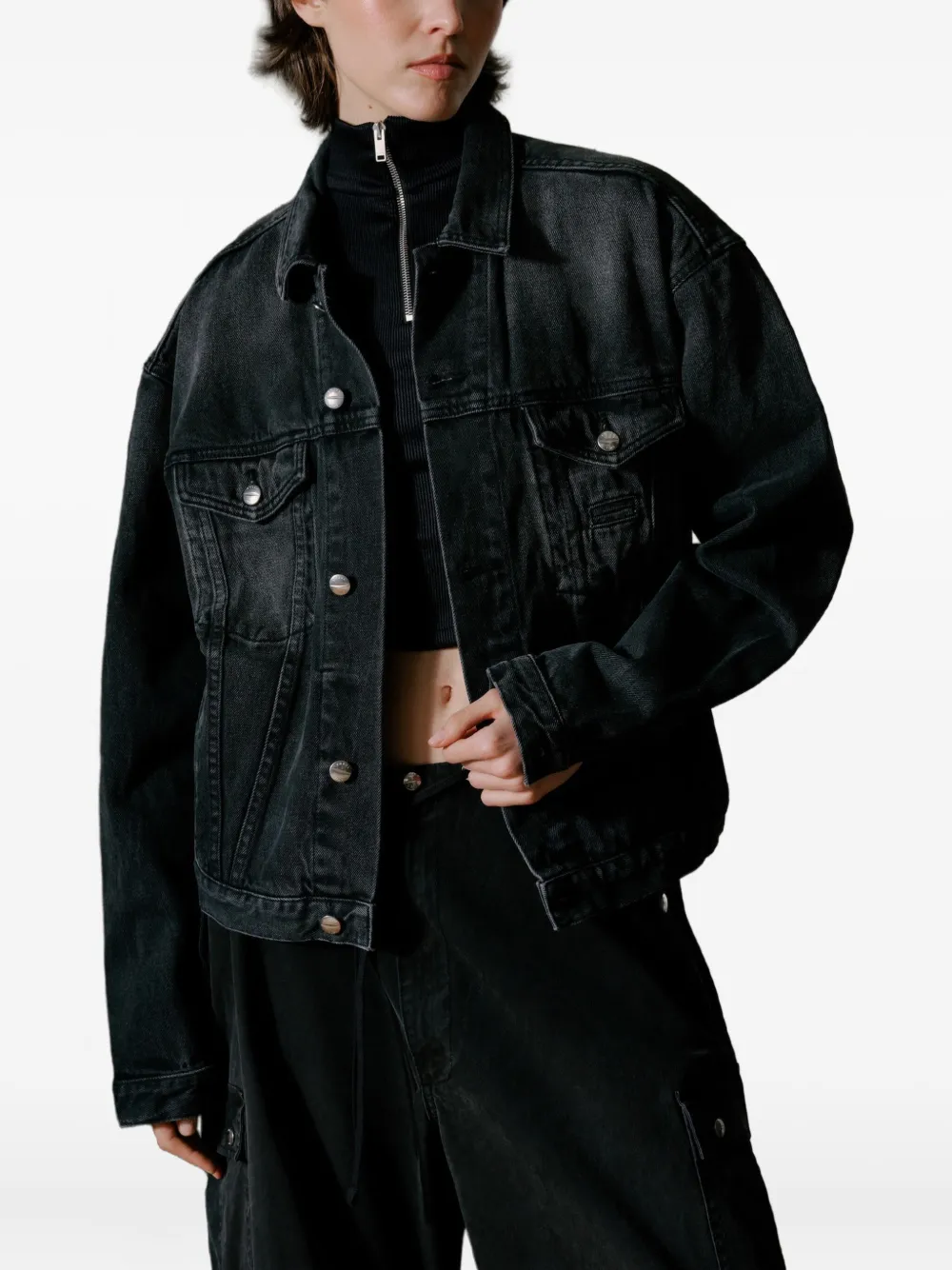 Rhude Ribbed Zip Turtleneck Knitwear In Black