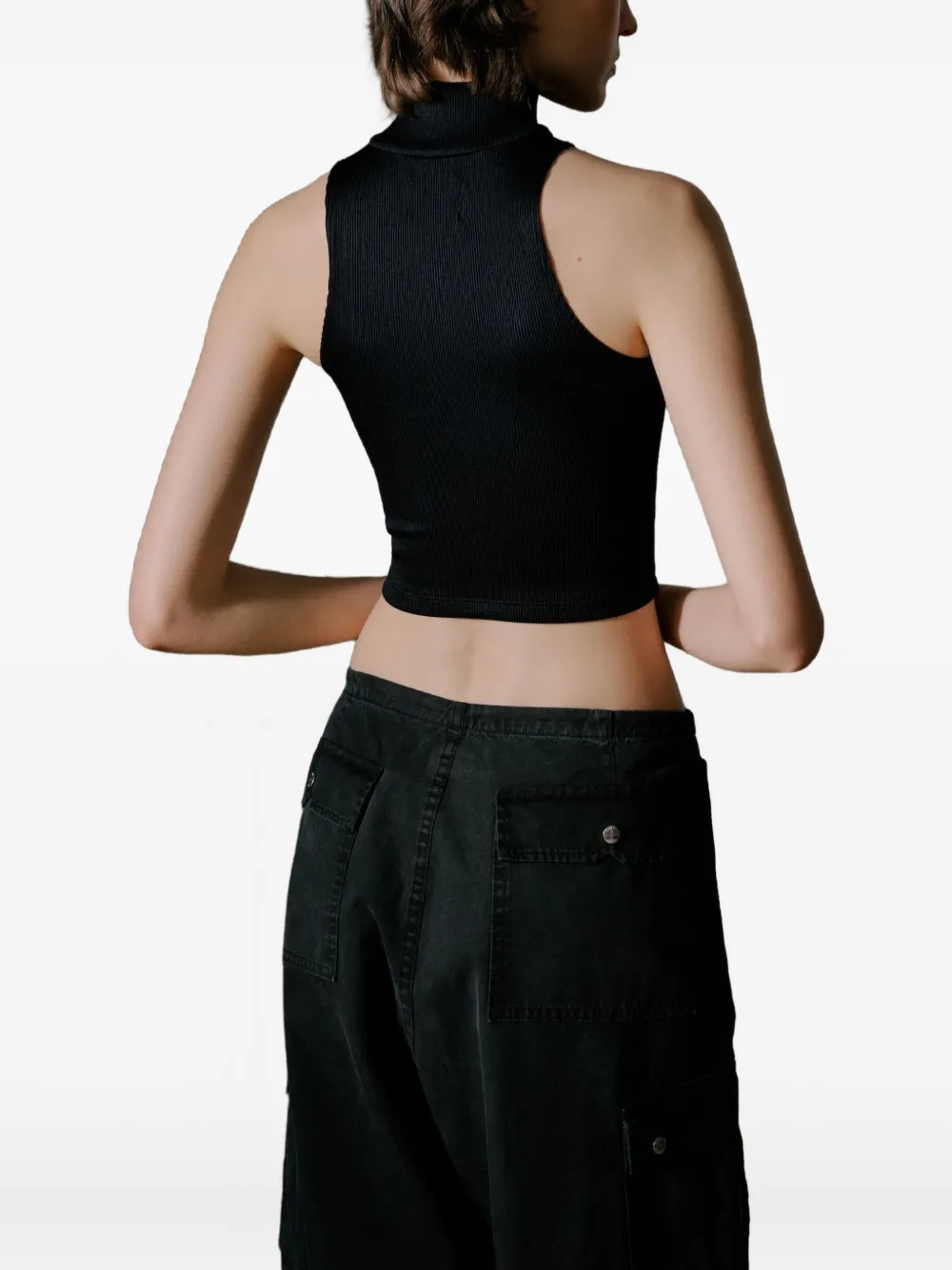 Rhude Ribbed Zip Turtleneck Knitwear In Black