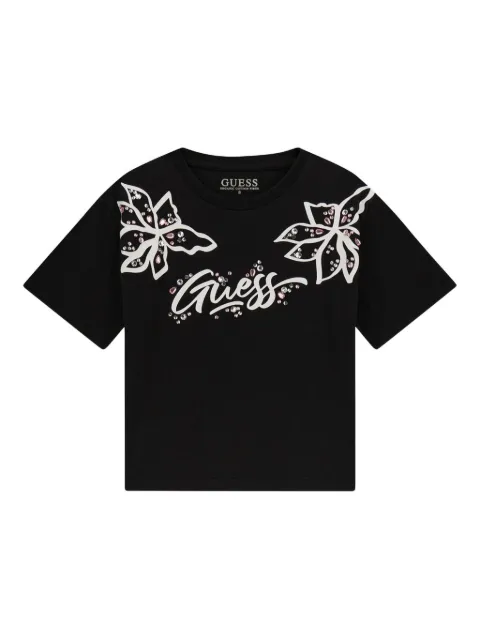 guess kids floral-embellished T-shirt