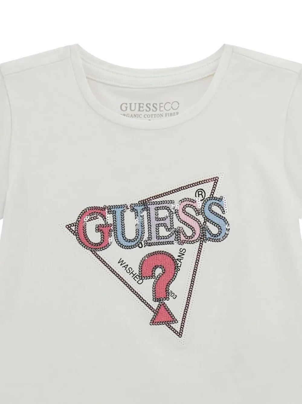 guess kids triangle-logo sequin-embellishment T-shirt Wit
