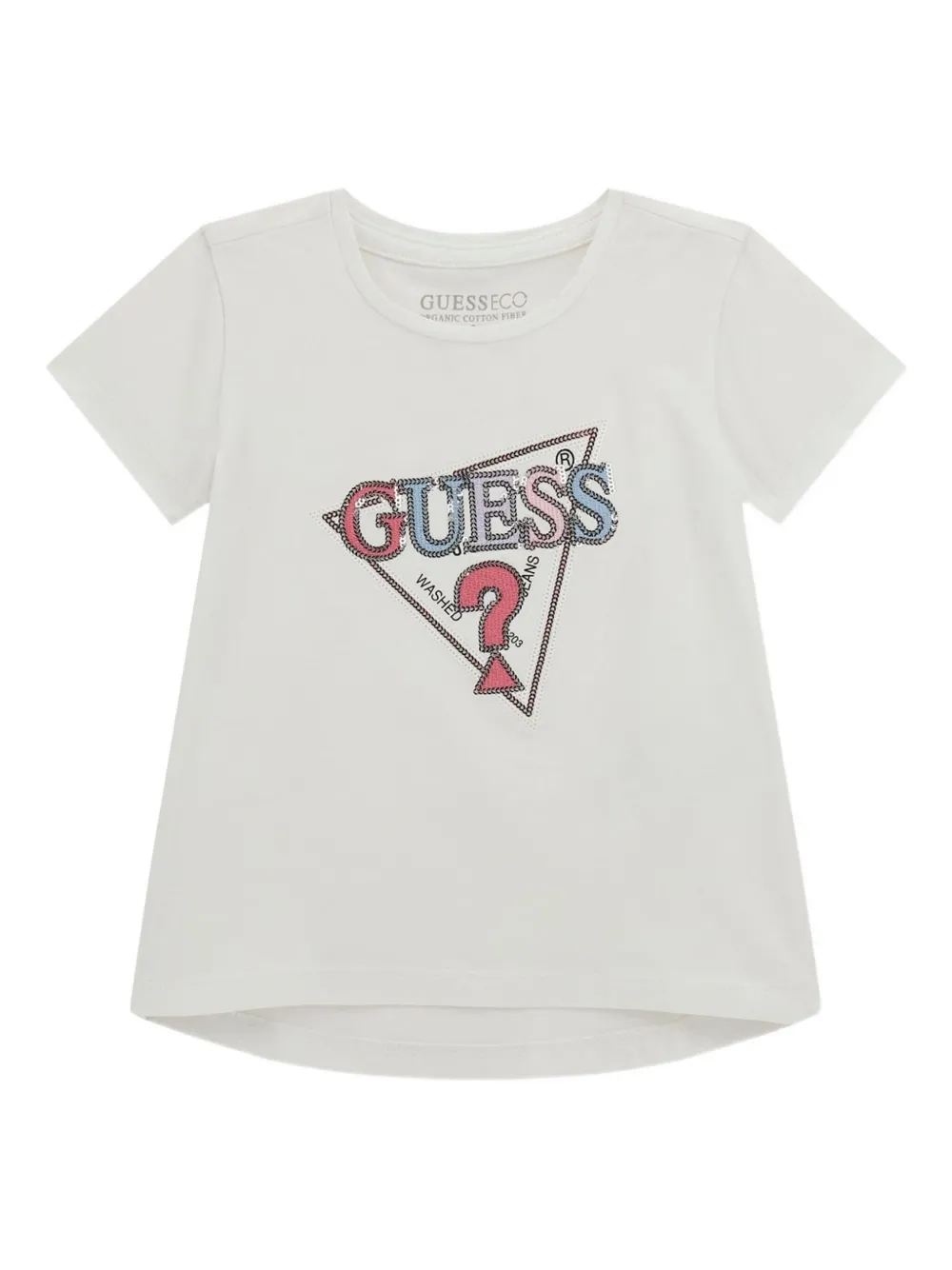Guess kids triangle-logo sequin-embellish t T-shirt Wit