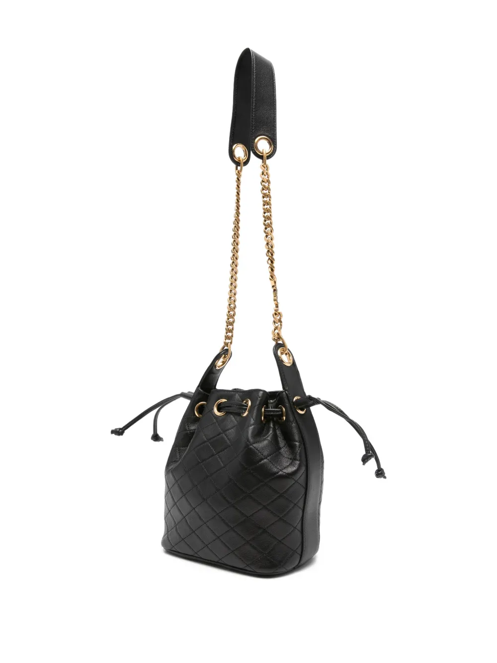 Saint Laurent Cassandre bucket-tas met diamantpatroon Zwart