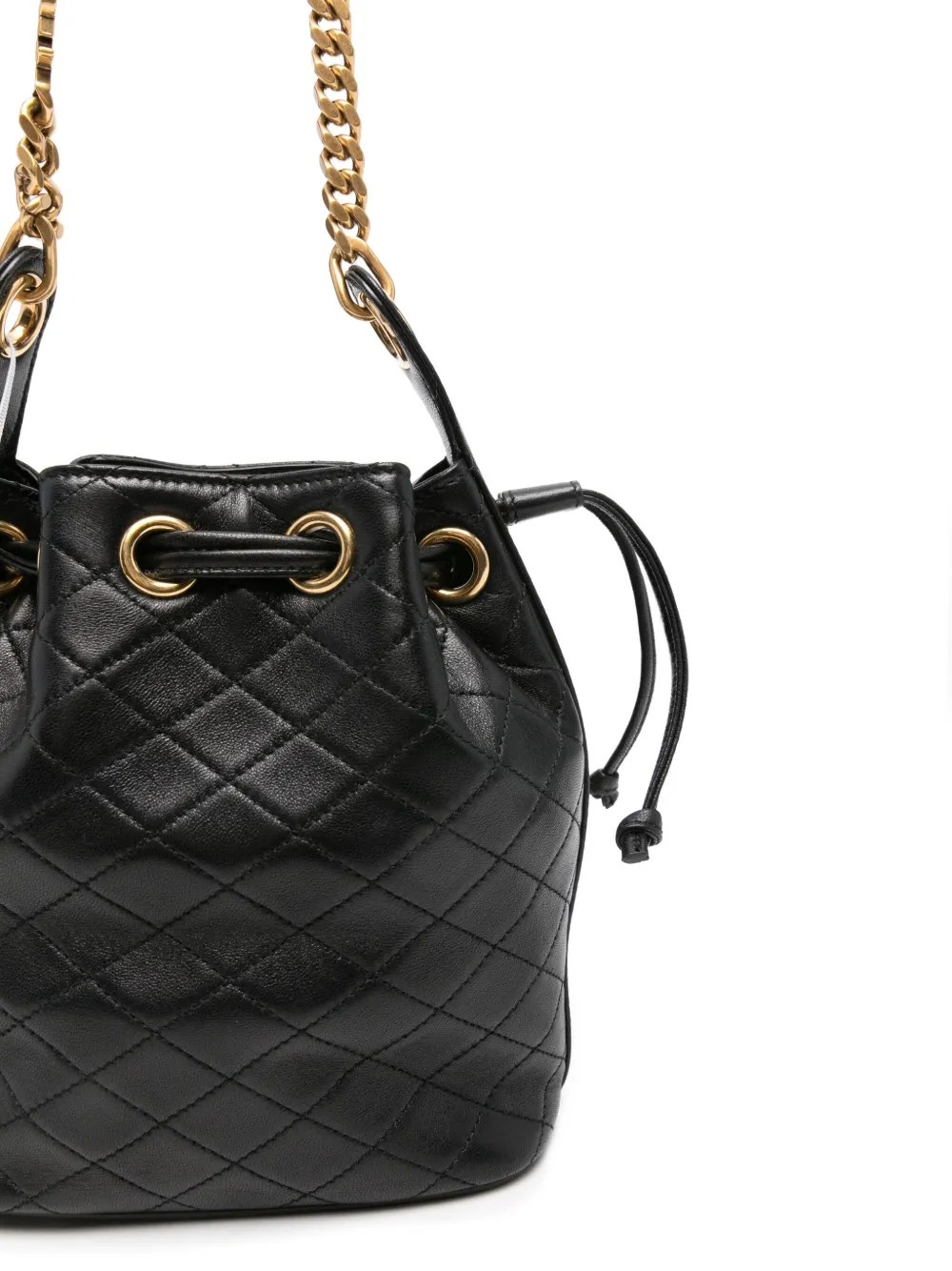Saint Laurent Cassandre bucket-tas met diamantpatroon Zwart