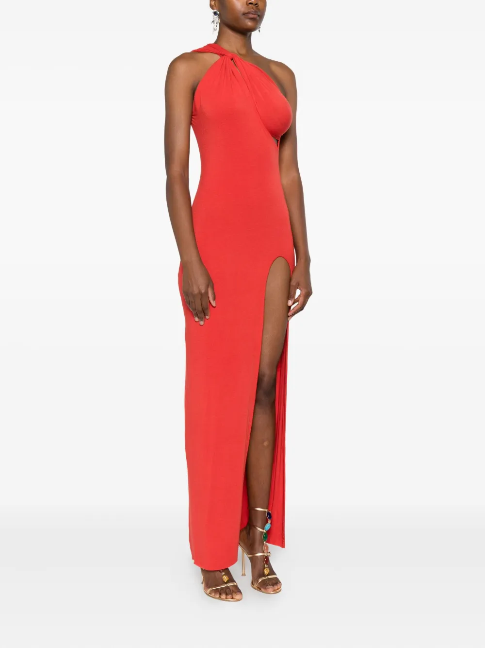 MANURÍ Iman maxi-jurk met uitgesneden detail Rood