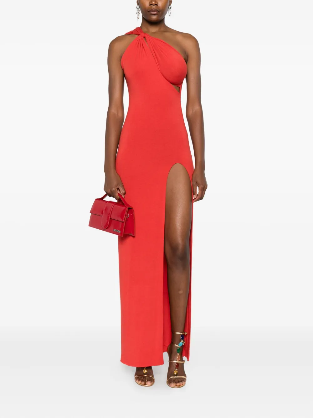 MANURI Iman maxi-jurk met uitgesneden detail - Rood