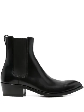 TOM FORD チェルシーブーツ ブラック TOM FORD Leather pointed-toe Chelsea Boots | Black | FARFETCH