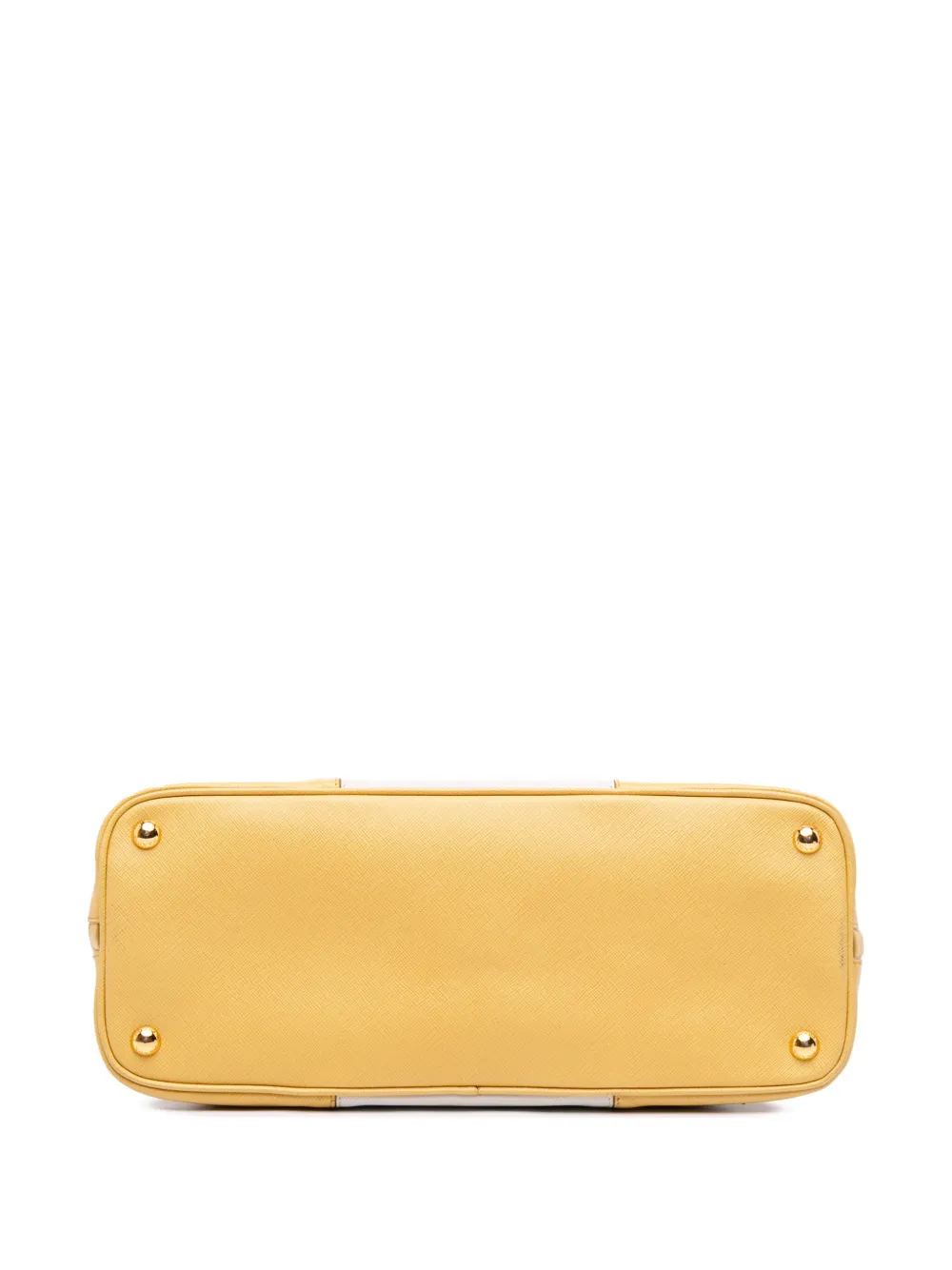 Pre-owned Prada 2010-2025 Medium Bicolor Saffiano Lux Promenade Satchel In Yellow