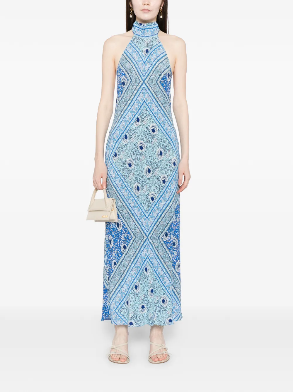 Rixo London Caitlin Midi Dress In Blue