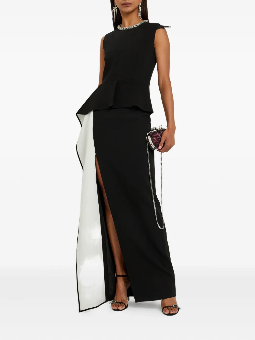 Roland Mouret Gedrapeerde maxi-jurk met verfraaide taille - Zwart
