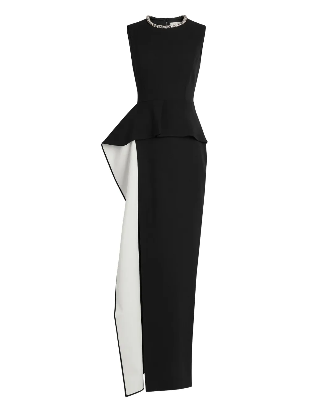Roland Mouret Embellished Waist Drape Gown Maxi Dress In Black