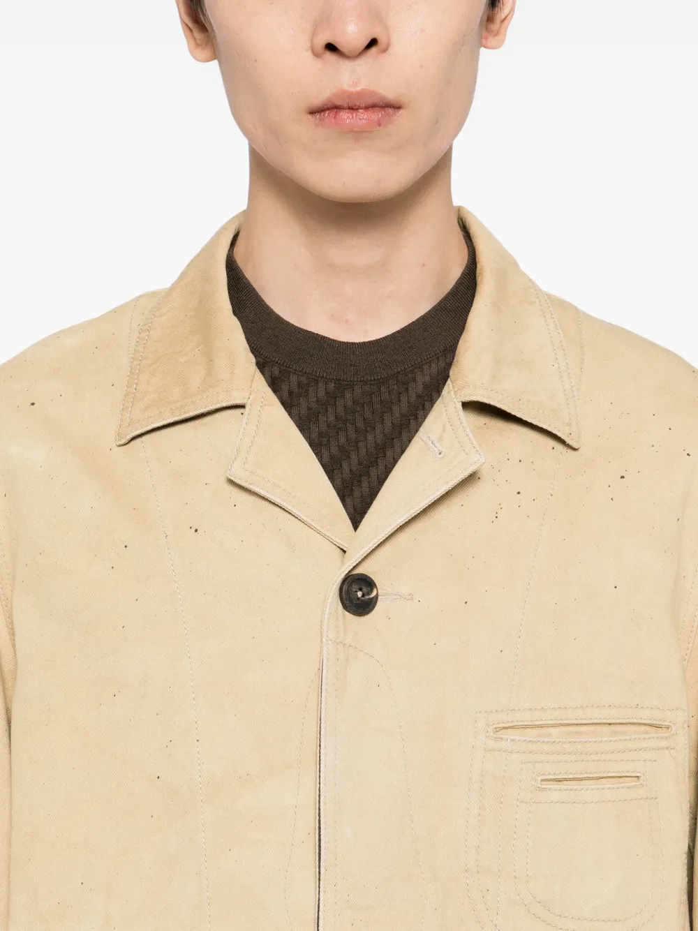 Ziggy Chen Cotton Denim Jacket In Neutral