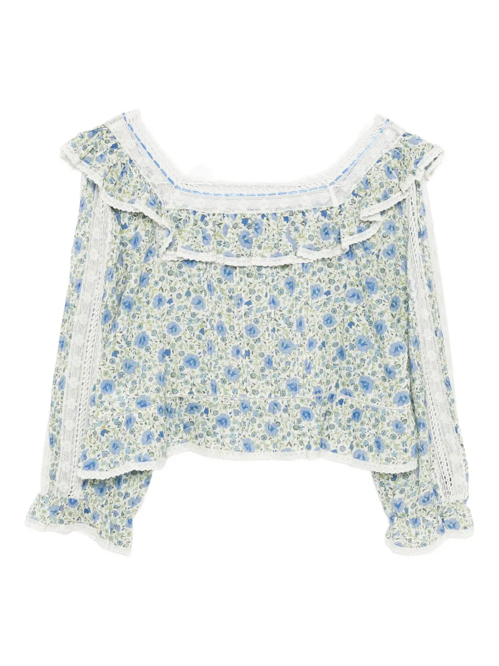 Rixo Oceana floral-print ruffled blouse - Blauw