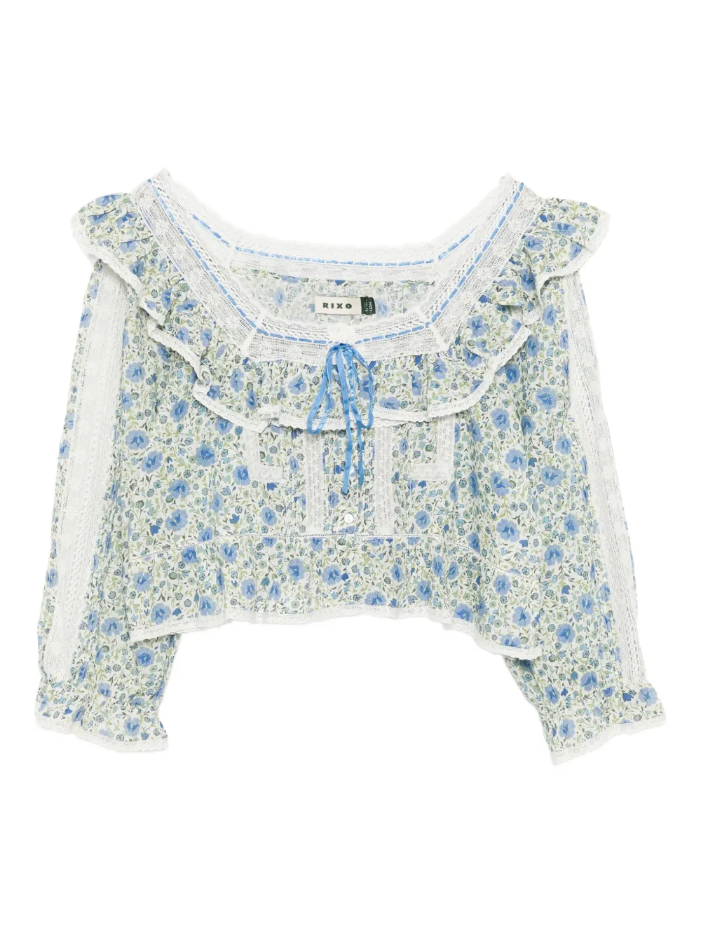 Rixo Oceana Bluse mit Blumen-Print | Blau | Image 1