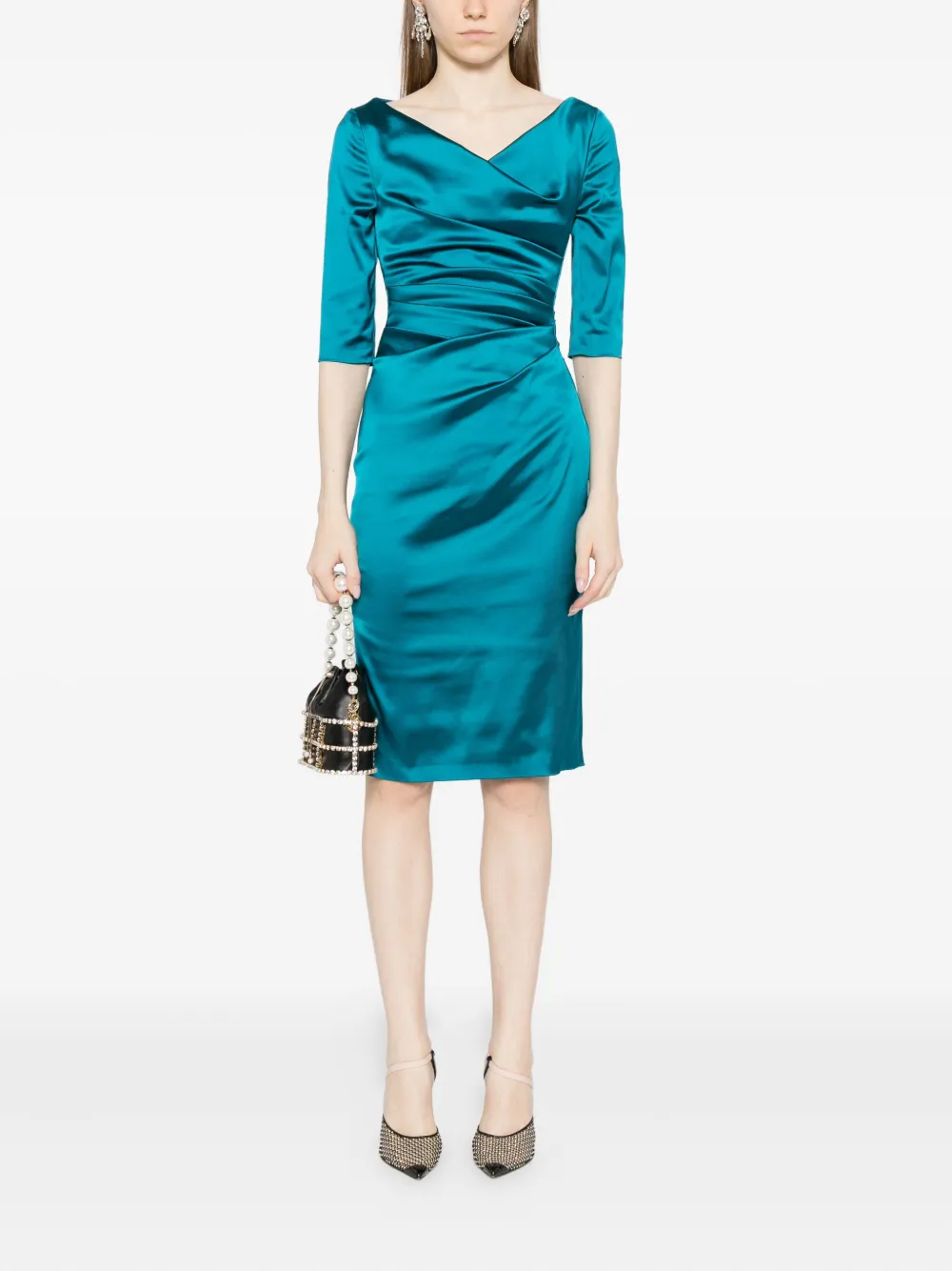 Talbot Runhof Cocktailjurk met V-hals - Blauw