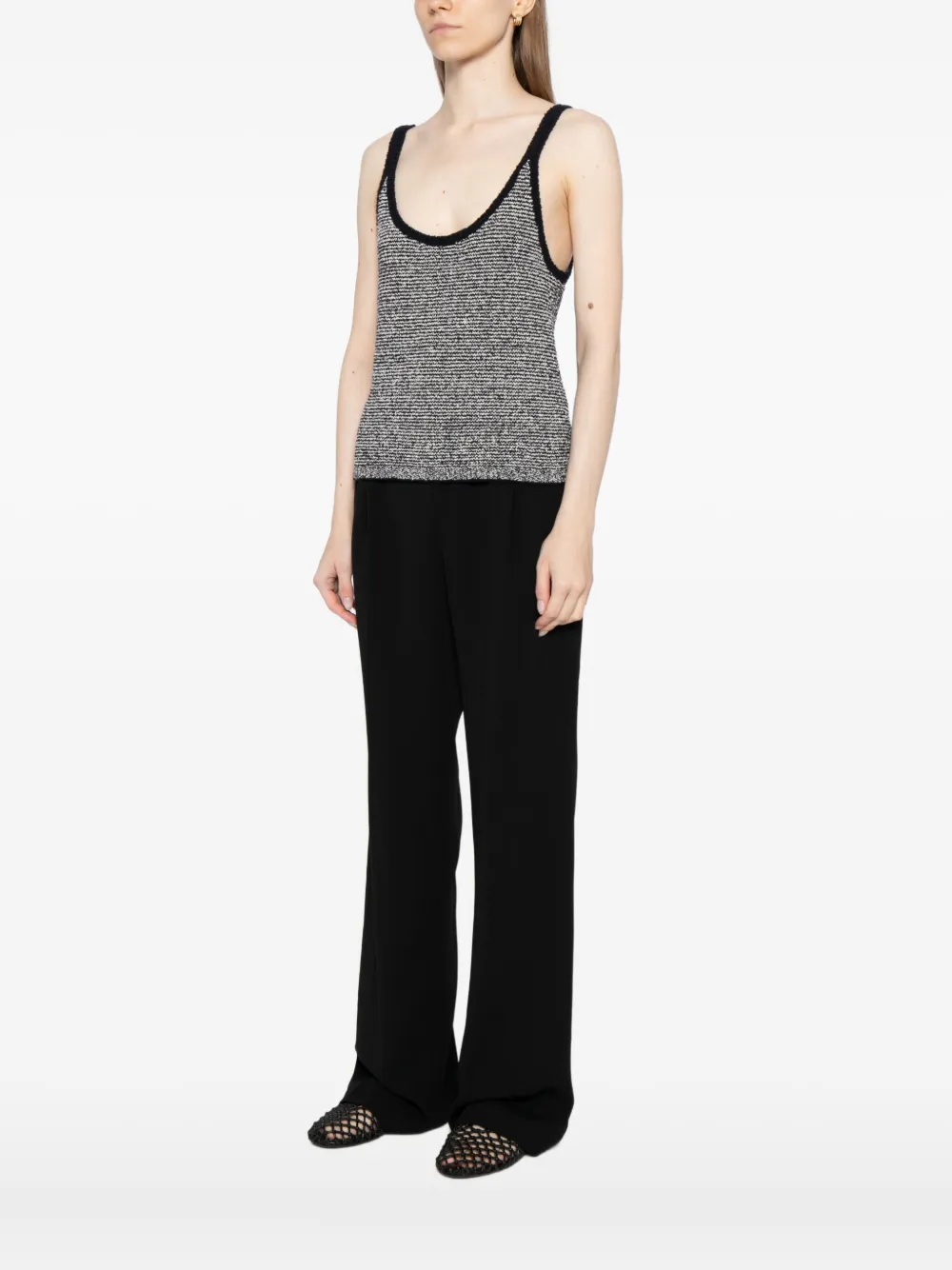 Vince Textured Microstripe Sweater In Gray