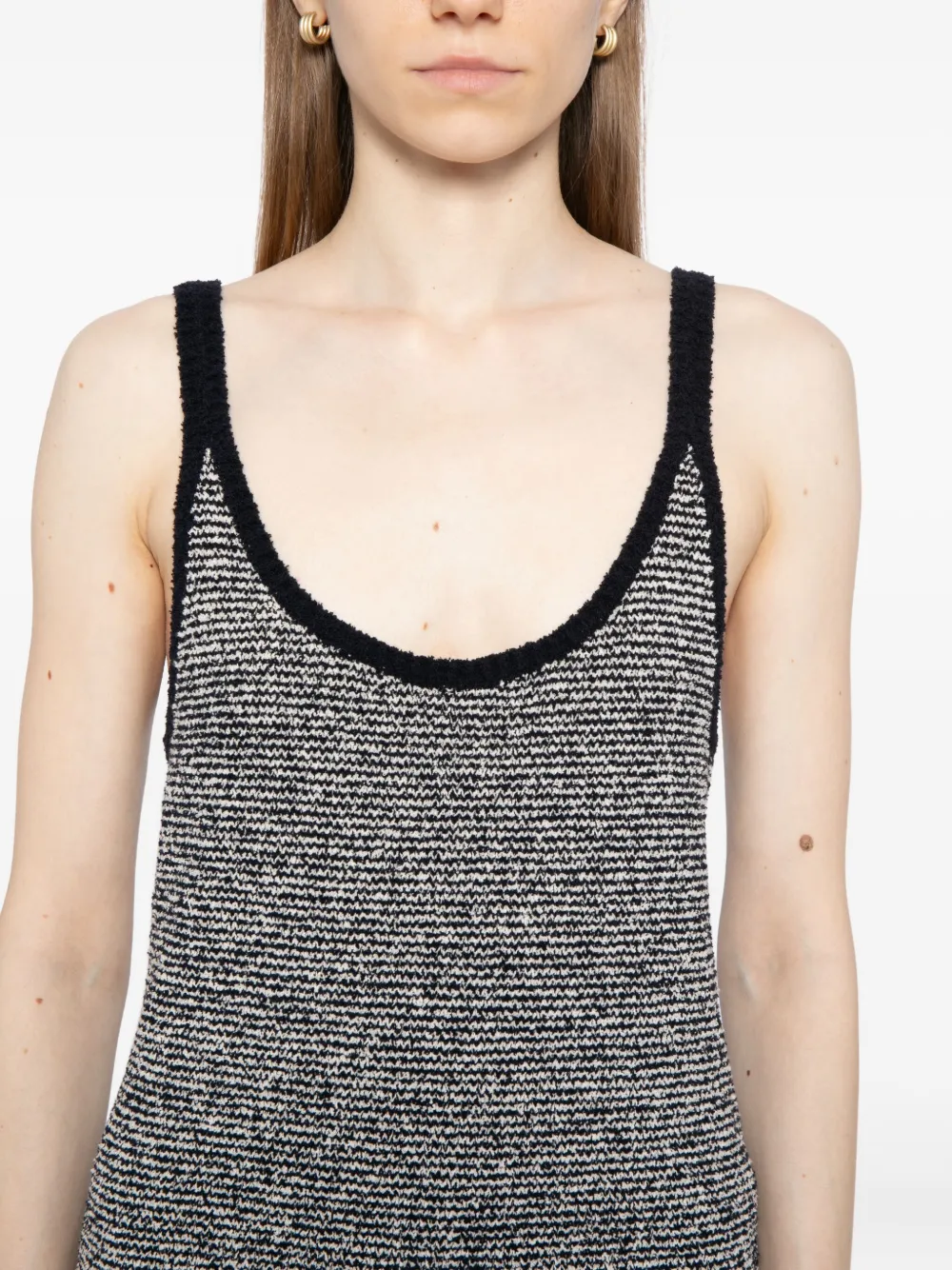 Vince Textured Microstripe Sweater In Gray