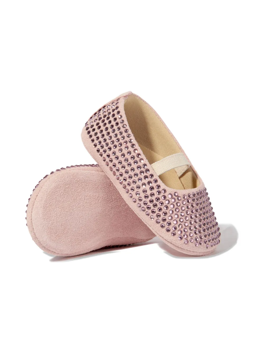 BabyWalker crystal-embellished ballerina shoes - Roze