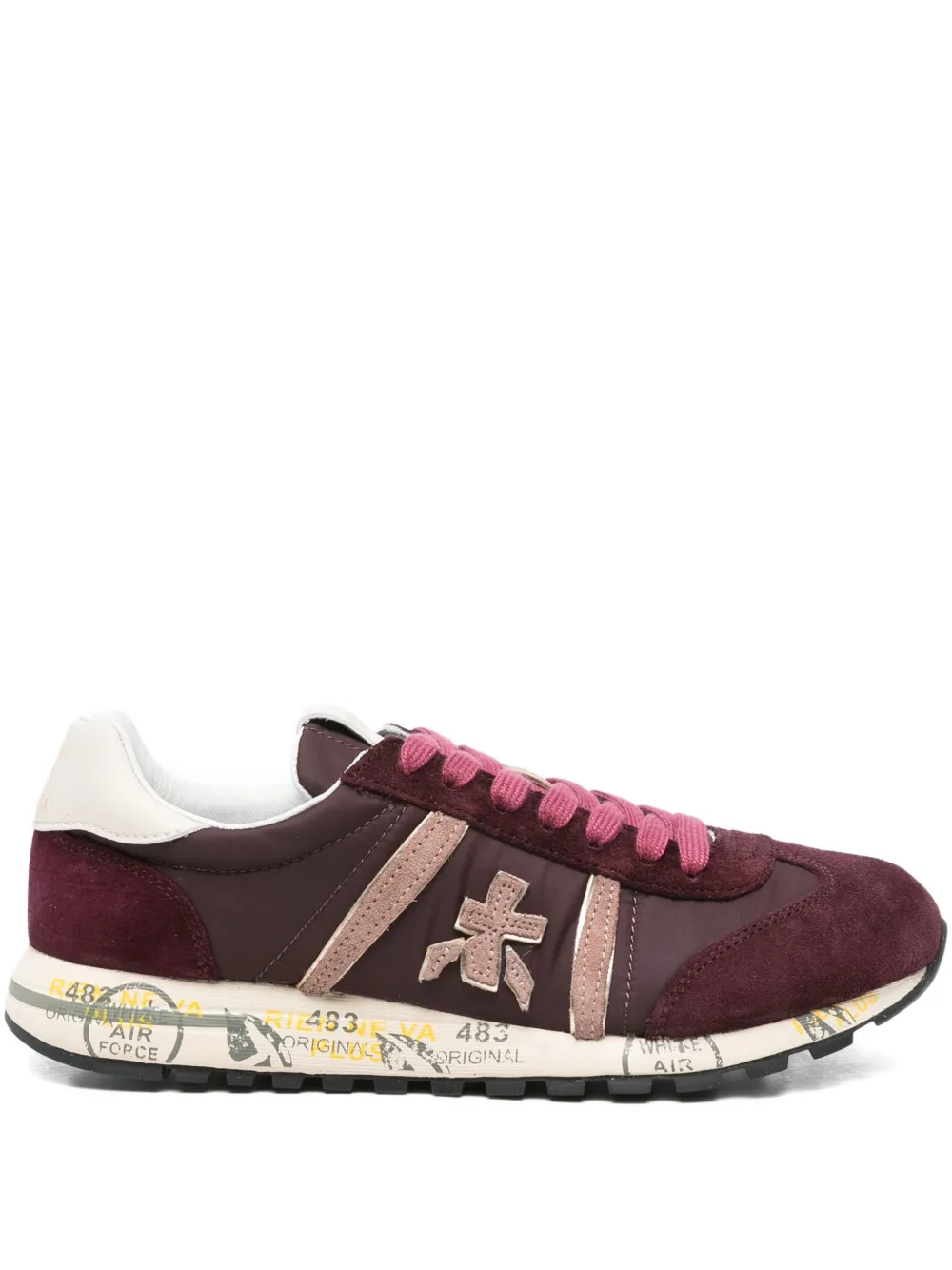 Premiata suede-panelled lace-up sneakers Red