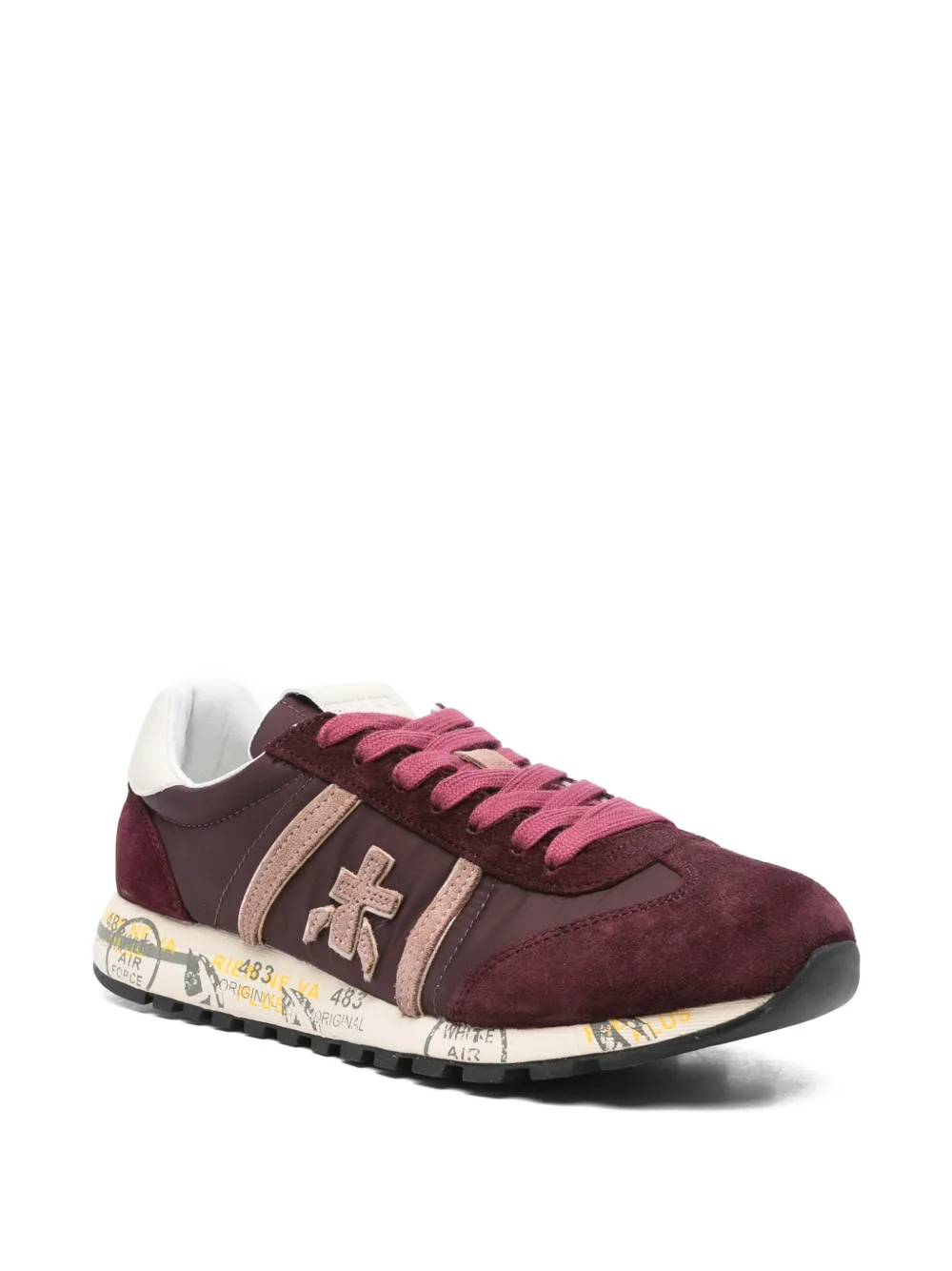 Premiata suede-panelled lace-up sneakers Red