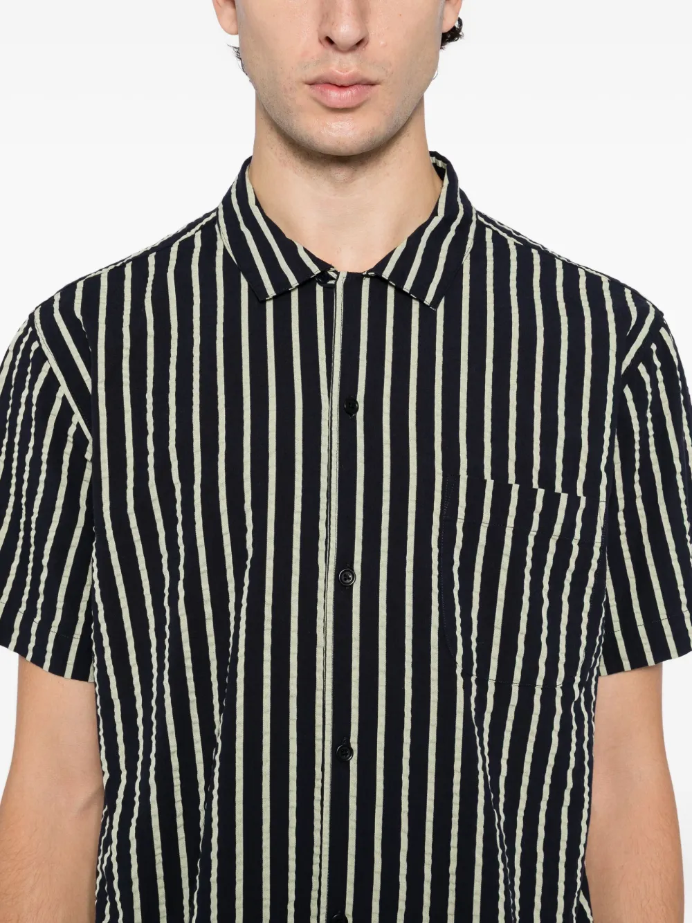 Ymc You Must Create Ymc Mens Malick Short-sleeve Striped Shirt In Blue