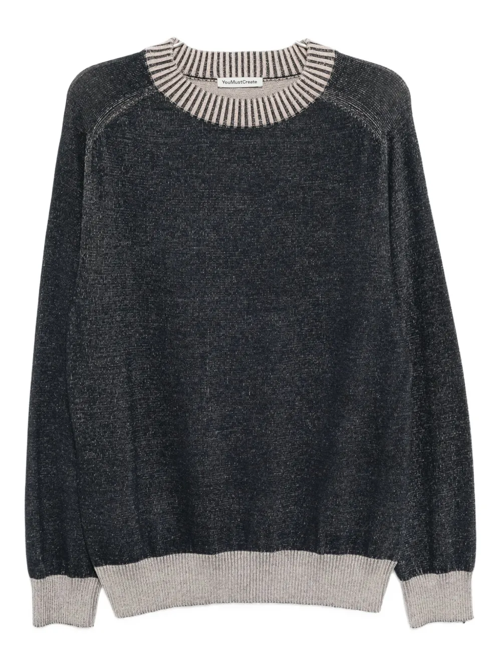 Ymc You Must Create Ymc Two-tone Fine-knit Sweatshirt In Gray